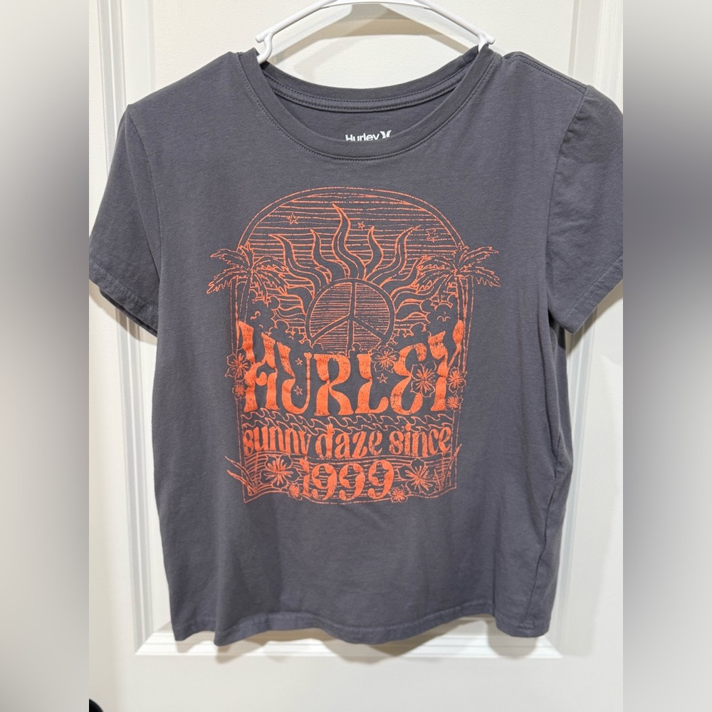 Hurley Graphic Tee XS Gray Sunny Daze 1999 Retro Beach Shirt